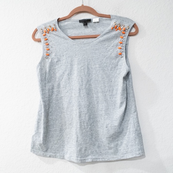 J. Crew Tops - J. Crew Beaded Tank Top Gray Size Small